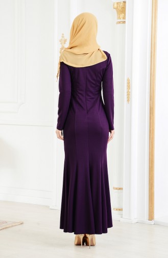 Purple Hijab Evening Dress 3473-01