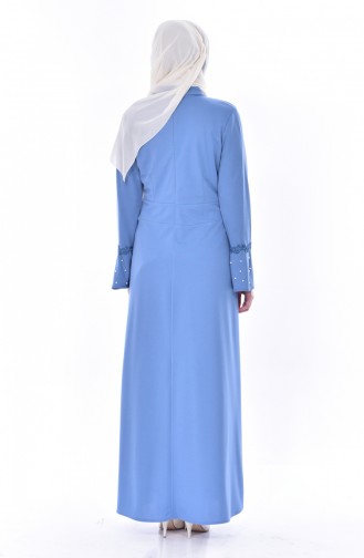 Perlen Kleid mit Spitzen 9239-07 Blau 9239-07