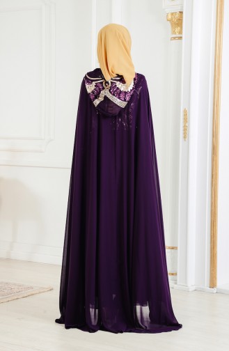 Purple Hijab Evening Dress 4009-04