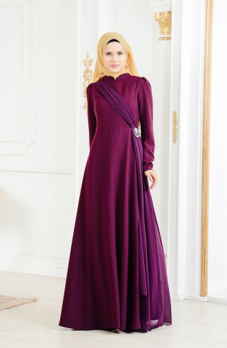 Brooch Evening Dress 11178-02 Plum 11178-02