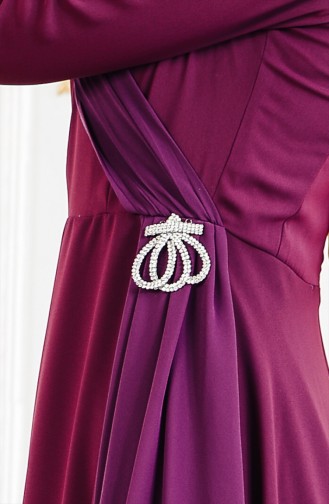 Robe de Soirée avec Broche 11178-02 Plum 11178-02