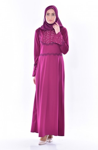 Lace Pearls Dress 9239-01Plum 9239-01