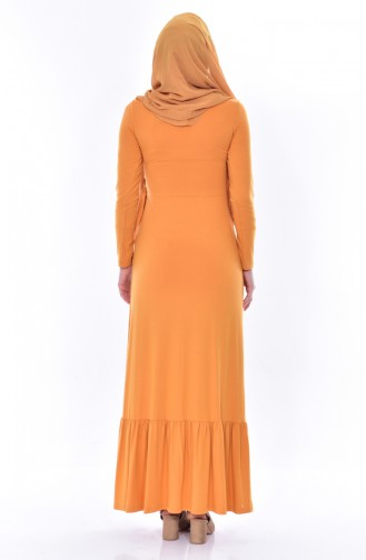 فستان مُزين بتفاصيل رباط 1423-06 لون أصفر 1423-06