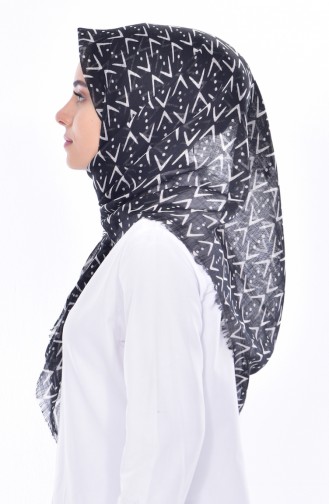 Triangle Patterned Cotton Scarf 1193-07 Black 1193-07