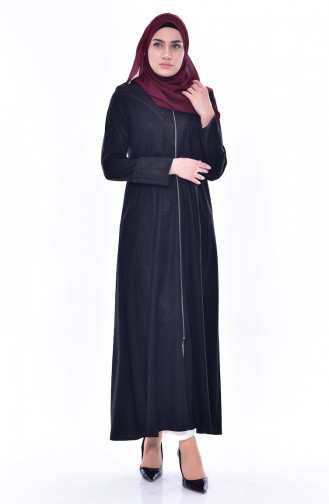 Abaya mit Patchwork 3001-01 Schwarz 3001-01