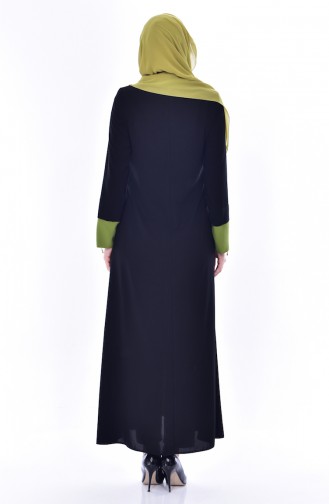 Garnish Zippered Abaya 3012-03 Black Pistachio Green 3012-03