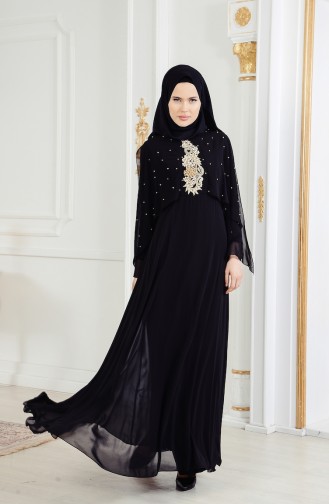 Abendkleid mit Perlen 11152-03 Schwarz 11152-03