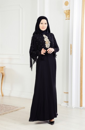 Abendkleid mit Perlen 11152-03 Schwarz 11152-03