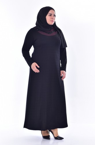 Large Size Garnish Dress 4856-04 Black 4856-04