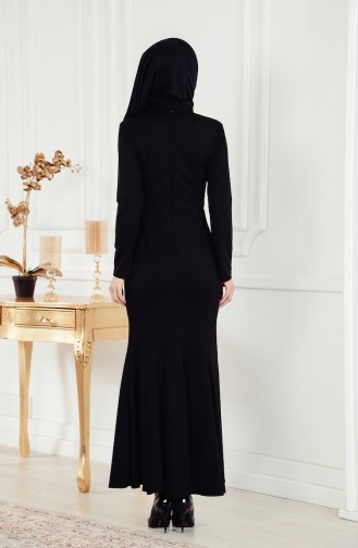Black Hijab Evening Dress 3473-03