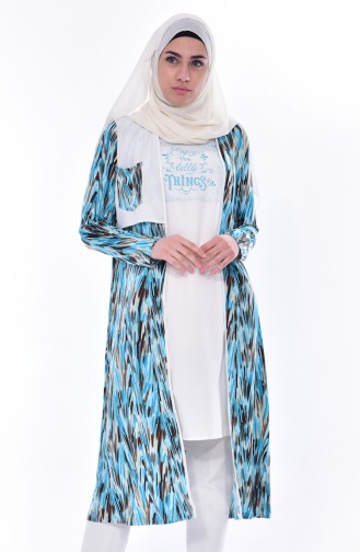 Ensemble Deux Pieces Veste Tunique 1617838A-03 Turquoise 1617838A-03