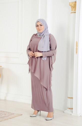 Mink Hijab Evening Dress 4007-02