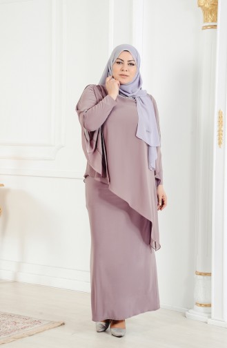 Plus Size Stone Evening Dress 4007-02 Mink 4007-02