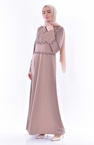 Lace Pearls Dress 9239-03 Mink 9239-03