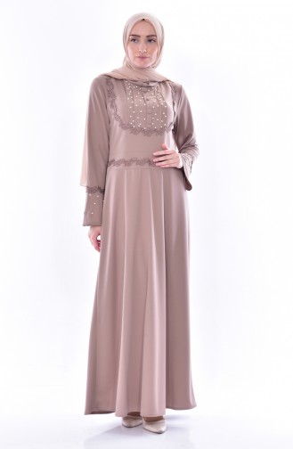 Lace Pearls Dress 9239-03 Mink 9239-03