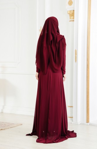 Robe de Soirée Fleur Appliqué 11165-01 Bordeaux 11165-01