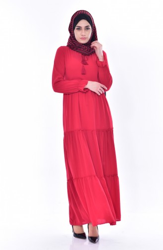 Claret Red Hijab Dress 1848-04