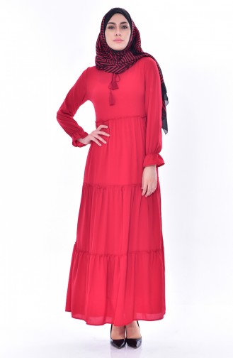Claret Red Hijab Dress 1848-04