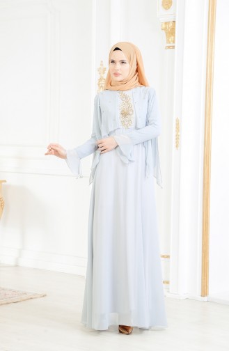 Robe de Soirée Perlées 11152-02 Gris 11152-02