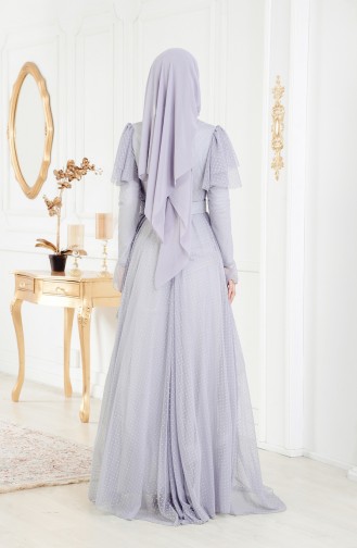 Gray Hijab Evening Dress 11180-03
