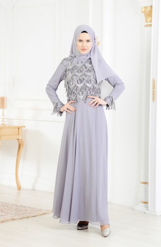 Grau Hijab-Abendkleider 4005-01