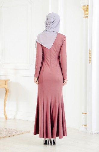 Dusty Rose Hijab Evening Dress 3473-04