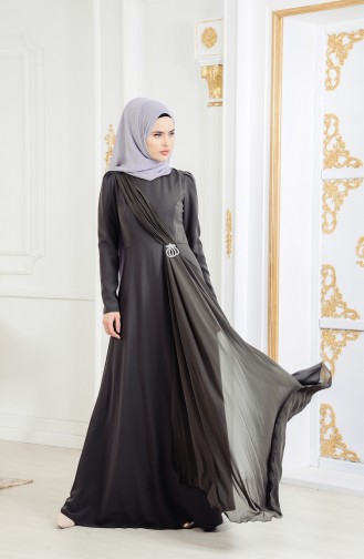 Khaki Hijab-Abendkleider 11178-01