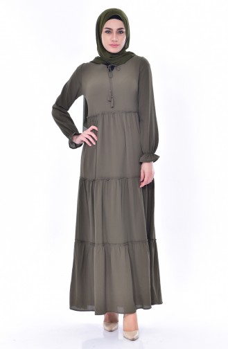 Khaki Hijab Dress 1848-05