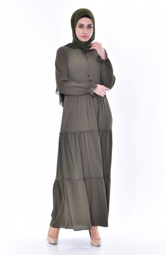 Khaki Hijab Dress 1848-05