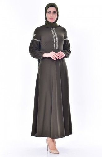 Khaki Hijab Dress 0536-06