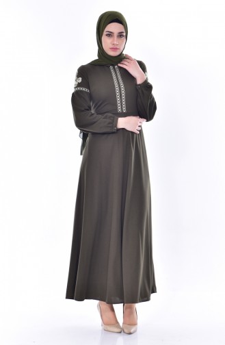 Khaki Hijab Dress 0536-06