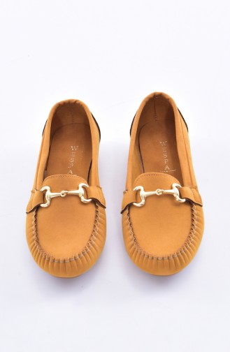 Women´s Flat Shoes 50194-18 Mustard Suede 50194-18