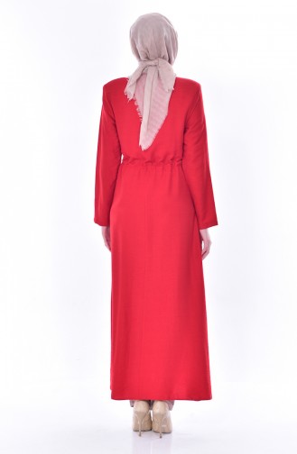 Zipped Laced Abaya 1014-04 Red 1014-04