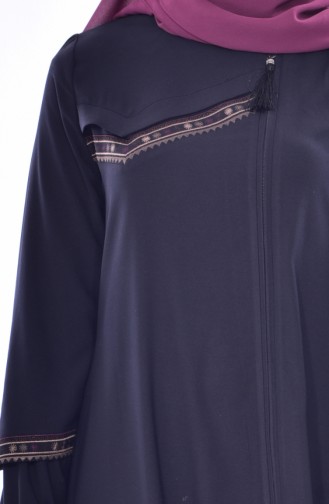 Zippered Abaya 1013-01 Dark Navy Blue 1013-01