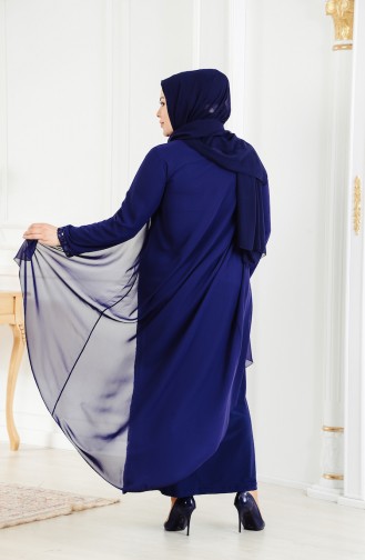 Robe de Soirée a Paillette Grande Taille 6136-03 Bleu Marine 6136-03