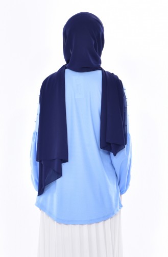 Kolu Nakışlı Bluz 1021-01 Mavi