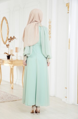 Gold Band Chiffon Dress 2836-09 Mint Green 2836-09