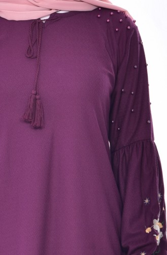 Kolu Nakışlı Bluz 1021-05 Mor