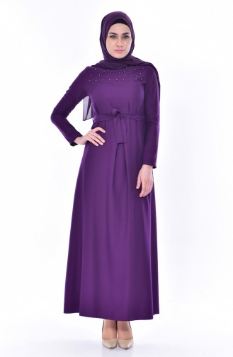Pearl Belted Dress 5513-02 Purple 5513-02