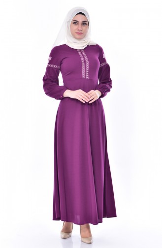 Besticktes Kleid 0536-05 Zwetschge 0536-05