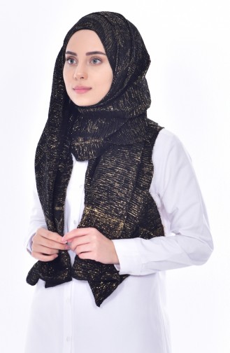 Schal mit Glitzer 7694-05 Schwarz Gold 05
