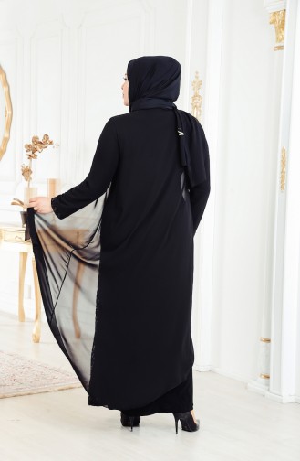 Robe de Soirée a Paillette Grande Taille 6136-04 Noir 6136-04