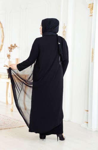 Übergröße Abendkleid mit Pailetten 6136-04 Schwarz 6136-04