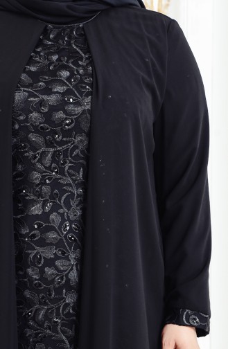 Robe de Soirée a Paillette Grande Taille 6136-04 Noir 6136-04