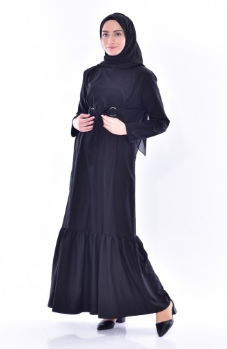 Eteği Büzgülü Elbise 5161A-01 Siyah