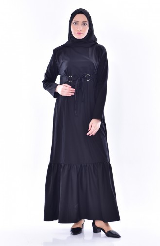 Eteği Büzgülü Elbise 5161A-01 Siyah