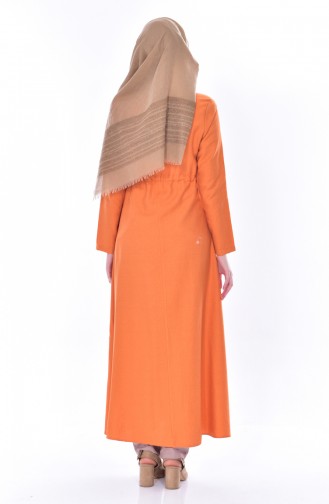 Zipped Laced Abaya 1014-01 Orange 1014-01