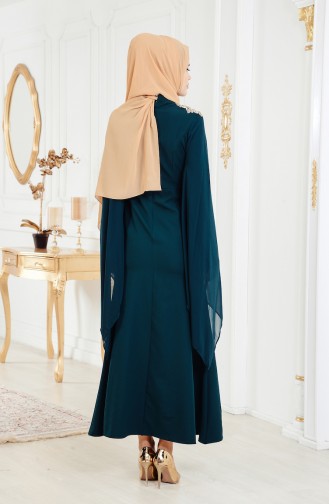 Green Hijab Evening Dress 81541-01