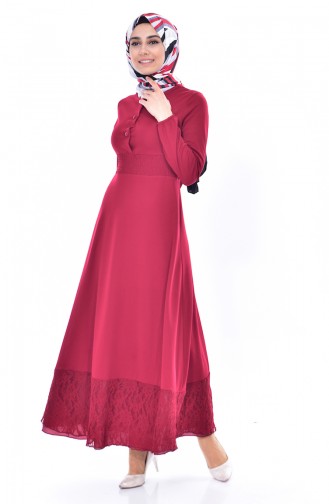 Claret Red Hijab Dress 2015-04
