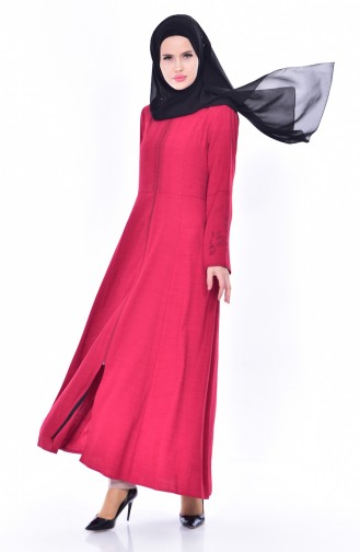 Bestickter Hijab Mantel 1022-01 Fuchsia 1022-01